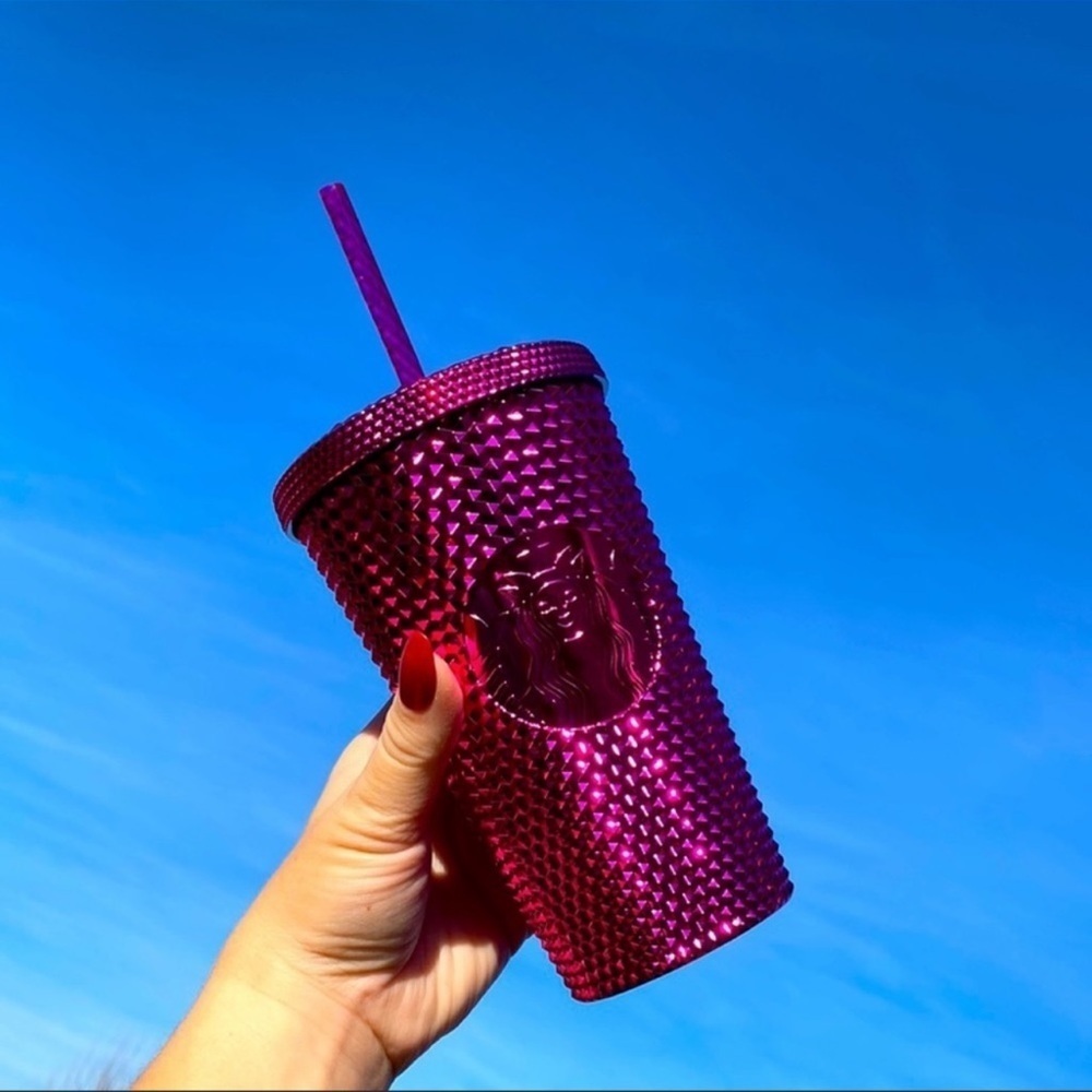 NWT STARBUCKS 2022 Sangria Bling Plastic Cold Cup SET 24oz & 16oz Limited Edit. - Picture 4 of 12